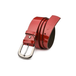 Beltimore skórzany damski pasek 4 cm czerwony lakier | krateczka.pl
