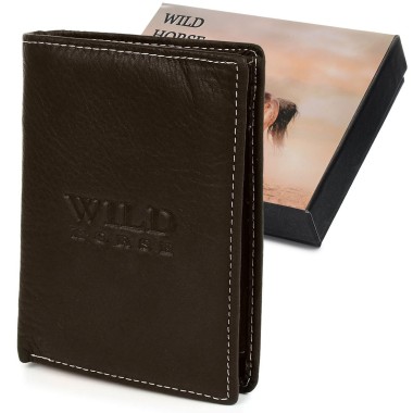 Portfel męski skórzany ciemnobrązowy vintage duży RFiD I45