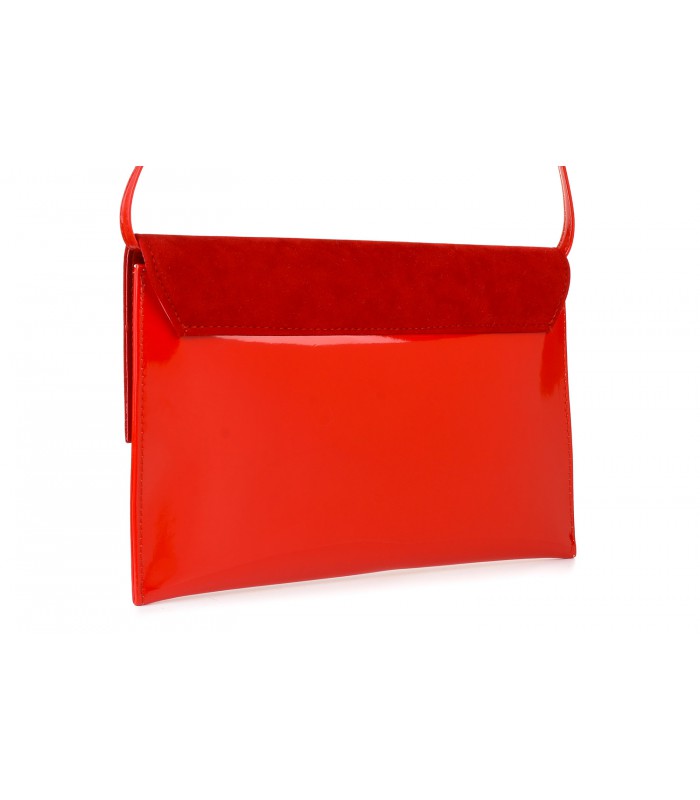 Czerwona oryginalna damska torebka kopertówka na pasku usztywniana W63