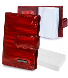 Czerwone damskie etui skórzane RFID eleganckie na karty Z16