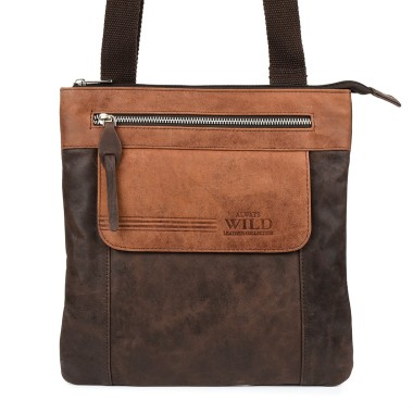 Torba męska brązowa listonoszka vintage z paskiem A.Wild 061