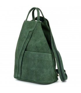 Ciemno- zielony Vera Pelle włoski Plecak Skórzany damski mały T53