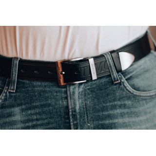 Beltimore męski skórzany pasek szeroki jeans czarny | Sklep Krateczka