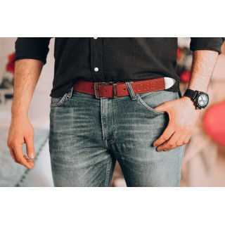 Beltimore męski skórzany pasek szeroki jeans koniak 522 | Krateczka.pl