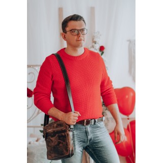 Beltimore męski skórzany pasek szeroki jeans brązowy 523- Krateczka.pl
