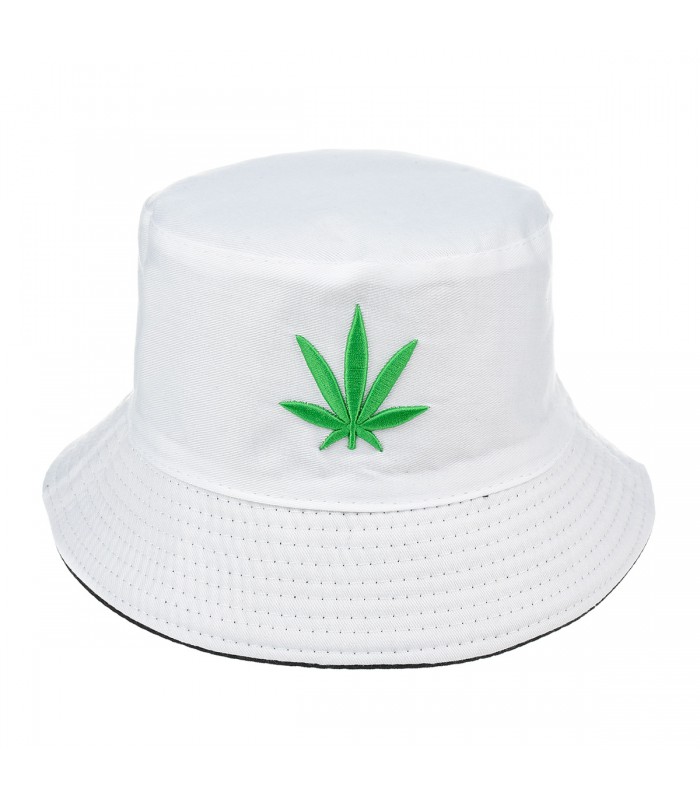 Biały kapelusz dwustronny bucket hat wędkarski modny kap-m1