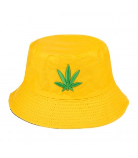 Żółty kapelusz dwustronny bucket hat wędkarski modny kap-m1