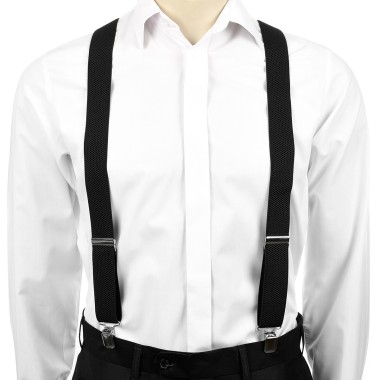Szelki do spodni męskie eleganckie mocne V czarne SZ2 | krateczka.pl