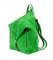 Zielony Włoski Stylowy Plecak Damski Skórzany Zamsz A4 W14