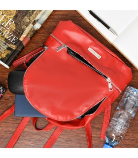 Czerwony plecak skórzany damski pojemny Beltimore F73