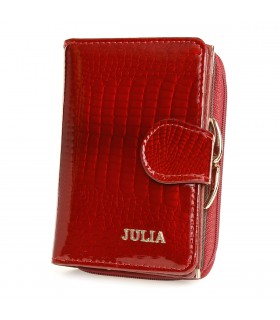 Czerwony Julia Rosso damski portfel skórzany pionowy RFID F59