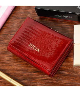 Czerwony Julia Rosso damski portfel skórzany mały RFID F60