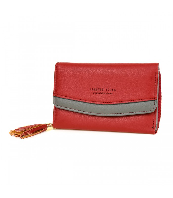 Czerwony portfel damski eko forever young modny duży E30