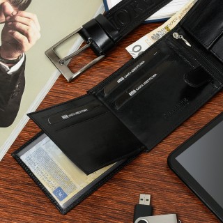 Zestaw męski skórzany premium Beltimore portfel pasek | Krateczka.pl