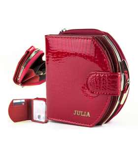 Czerwony duży portfel damski ze skóry naturalnej Julia Rosso F68