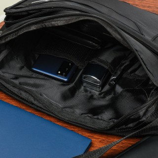 Duża męska torba trzykomorowa czarna do pracy Beltimore- krateczka.pl
