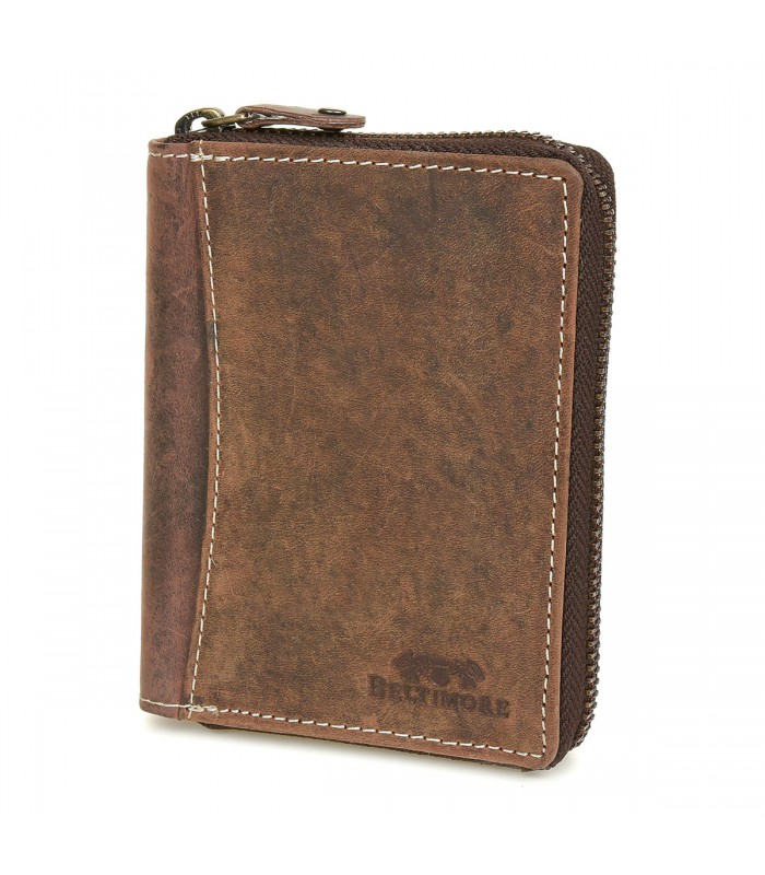 Brązowy duży portfel skórzany męski skóra nubuk Beltimore vintage G71