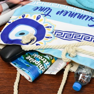 Duża torba plażowa torebka summer time grecka lekka| Krateczka.pl