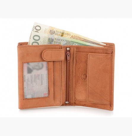 Camelowy skórzany portfel męski pionowy Bag Street 521