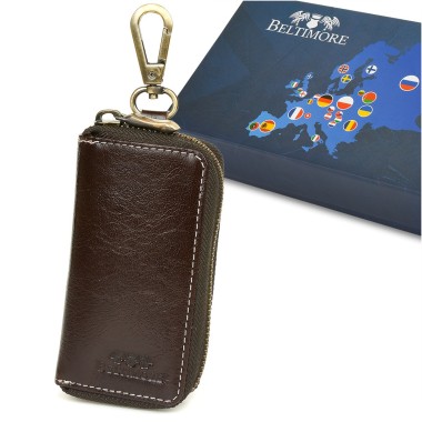 Etui na klucze premium skórzane kluczówka brąz Beltimore- krateczka.pl