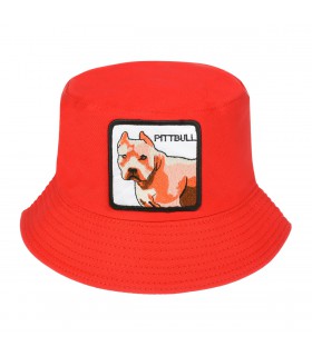 Kapelusz dwustronny bucket hat wędkarski czerwony pitbull kap-m-44