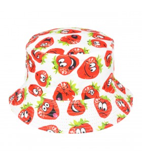 Kapelusz dwustronny bucket hat czapka czarny truskawka kap-m-28