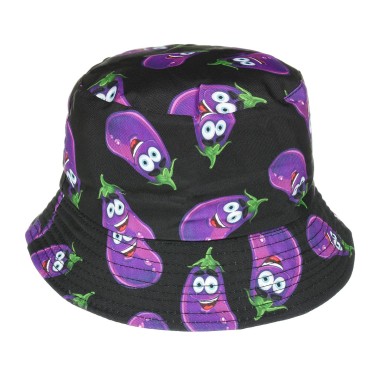 Kapelusz dwustronny bucket hat dziecięcy czarny bakłażan- krateczka.pl