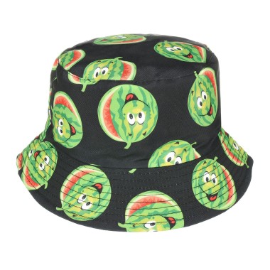 Kapelusz dwustronny bucket hat dziecięcy czarny arbuz - krateczka.pl