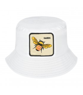 Kapelusz dwustronny bucket hat wędkarski biały pszczoła kap-m-39