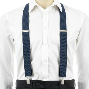 Szelki do spodni męskie eleganckie mocne V granatowe SZ2 | krateczka.pl