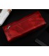 Portfel damski skórzany duży elegancki RFID piórka czerwony Q56