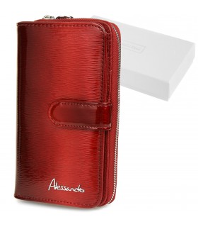 Czerwony portfel damski skórzany pionowy elegancki z pudełkiem X59
