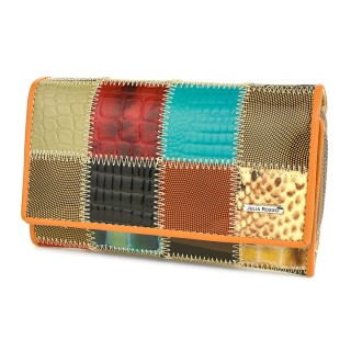PATCHWORK JULIA ROSSO portfel SKÓRA duży skórzany M96| Krateczka.pl