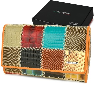 PATCHWORK JULIA ROSSO portfel SKÓRA duży skórzany M96| Krateczka.pl