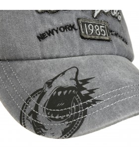 Szara czapka z daszkiem baseballówka vintage uniwersalna cz-m-60