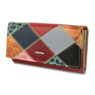Portfel patchwork boho Julia Rososo skóra duży - Sklep Krateczka