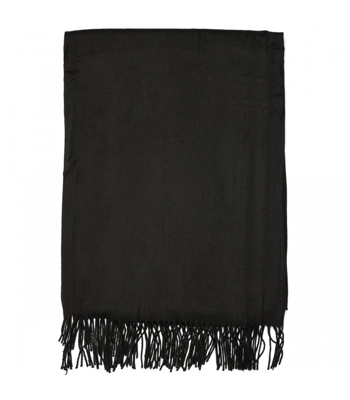 Czarny Bawełniany duży szalik damski chusta z frędzlami szal RE-19