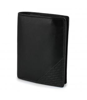 Czarny Męski portfel skórzany pionowy klasyczny RFiD Beltimore R67