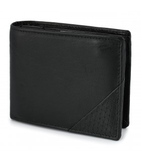 Czarny Męski portfel skórzany poziomy klasyczny RFiD Beltimore R68