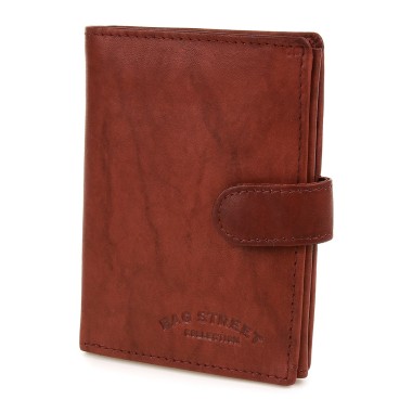 Wiśniowy klasyczny portfel pionowy Bag Street skórzany- Krateczka.pl