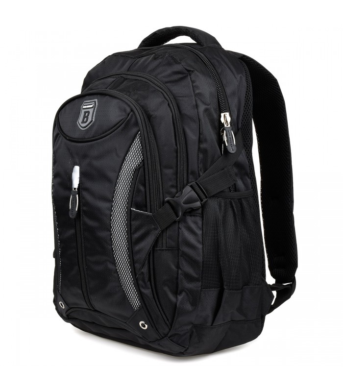 Czarny plecak sportowy miejski trekkingowy wytrzymały T15