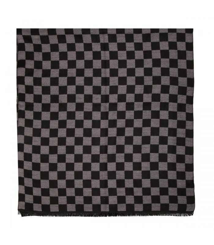 Czarny Duży Szalik Damski bawełniany ciepły szal szachownica AX-103