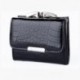 Czarny mały portfel damski skórzany portmonetka lakier bigiel F61