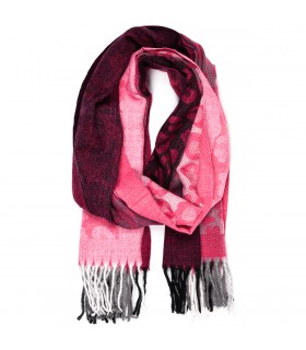 Różowy Duży Szalik Damski bawełniany ciepły chusta jesień RE-61