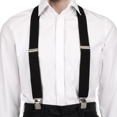 Szelki do spodni męskie eleganckie mocne X czarne SZ5 | krateczka.pl