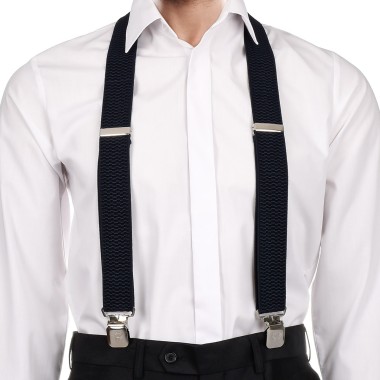 Szelki do spodni męskie eleganckie mocne X granatowe | krateczka.pl