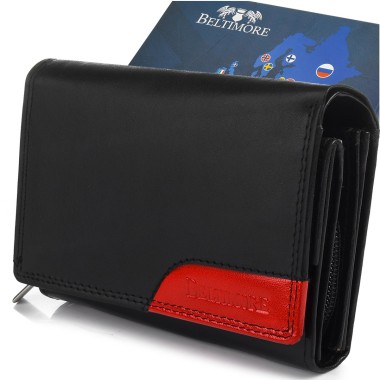 Damski portfel skórzany czarny duży RFiD Beltimore 036 | krateczka.pl