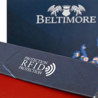 Damski skórzany portfel duży retro suwak RFiD BELTIMORE- krateczka.pl