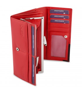 Damski skórzany portfel duży retro suwak RFiD BELTIMORE- krateczka.pl