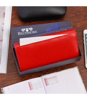 Damski skórzany portfel duży retro suwak RFiD BELTIMORE- krateczka.pl